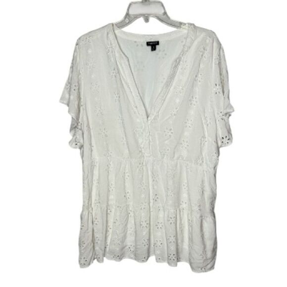 Torrid White Eyelet Babydoll Blouse. Size 3X. - Picture 4 of 11